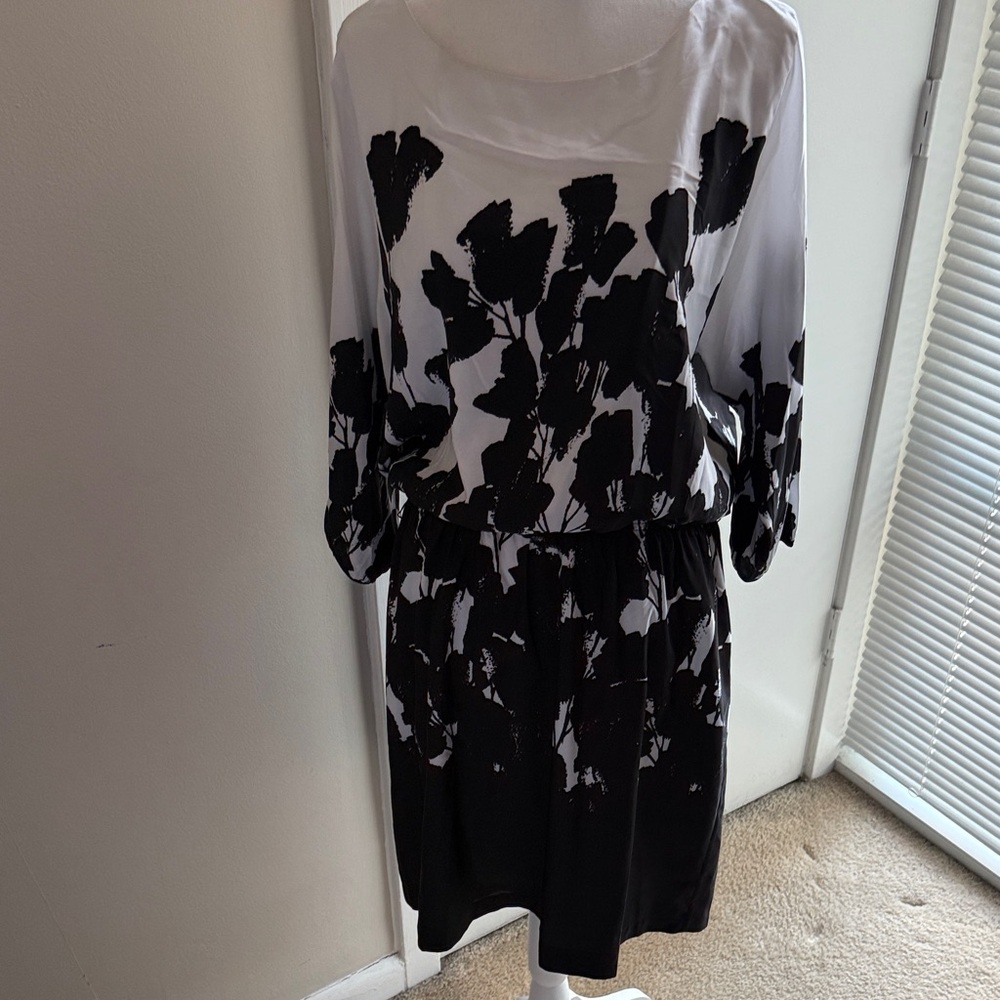 Elegant Black and White Floral Dress